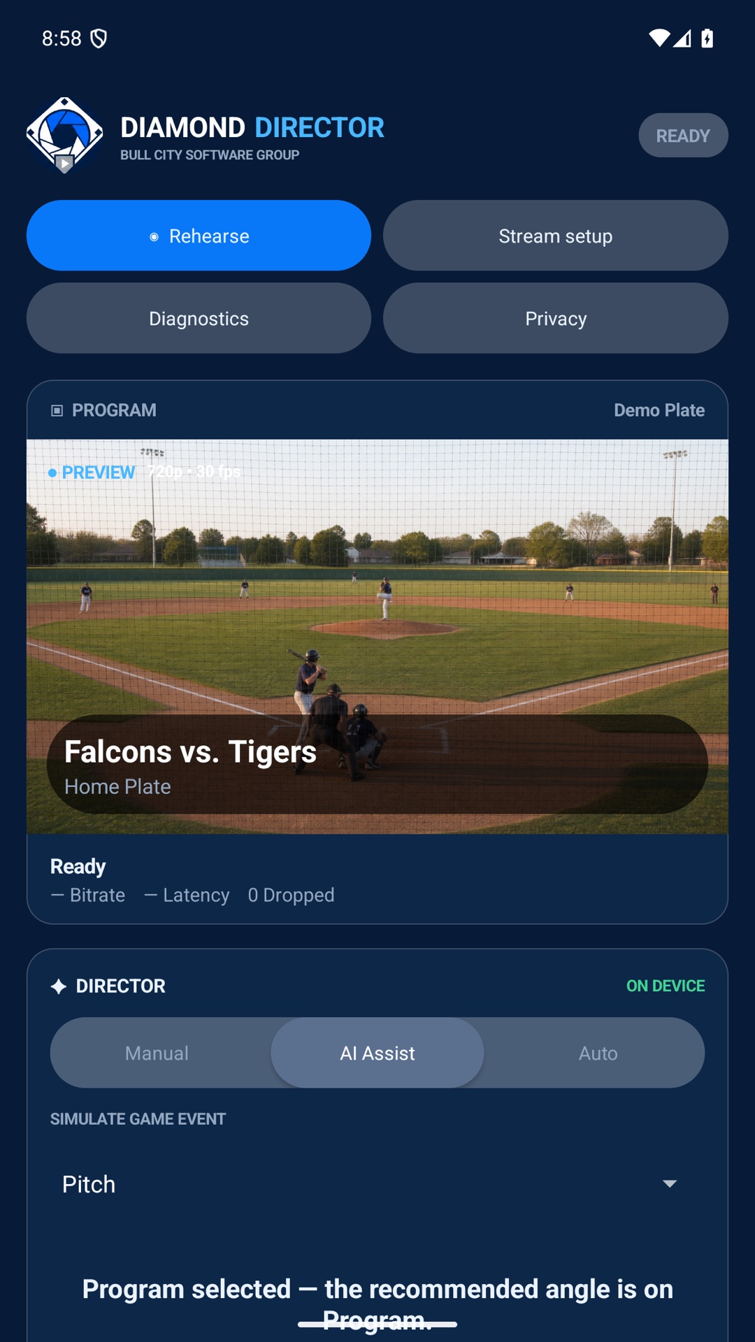 Diamond Director Phone dashboard