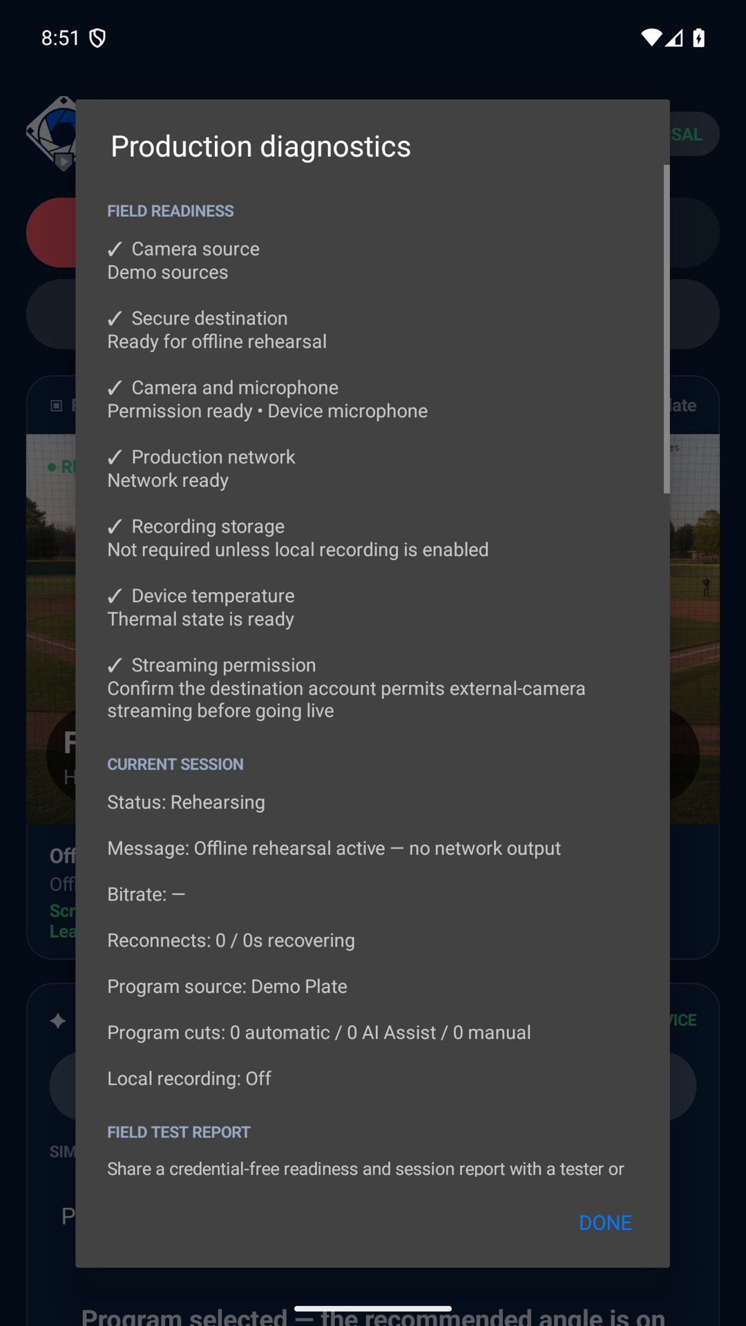 Diamond Director Phone diagnostics
