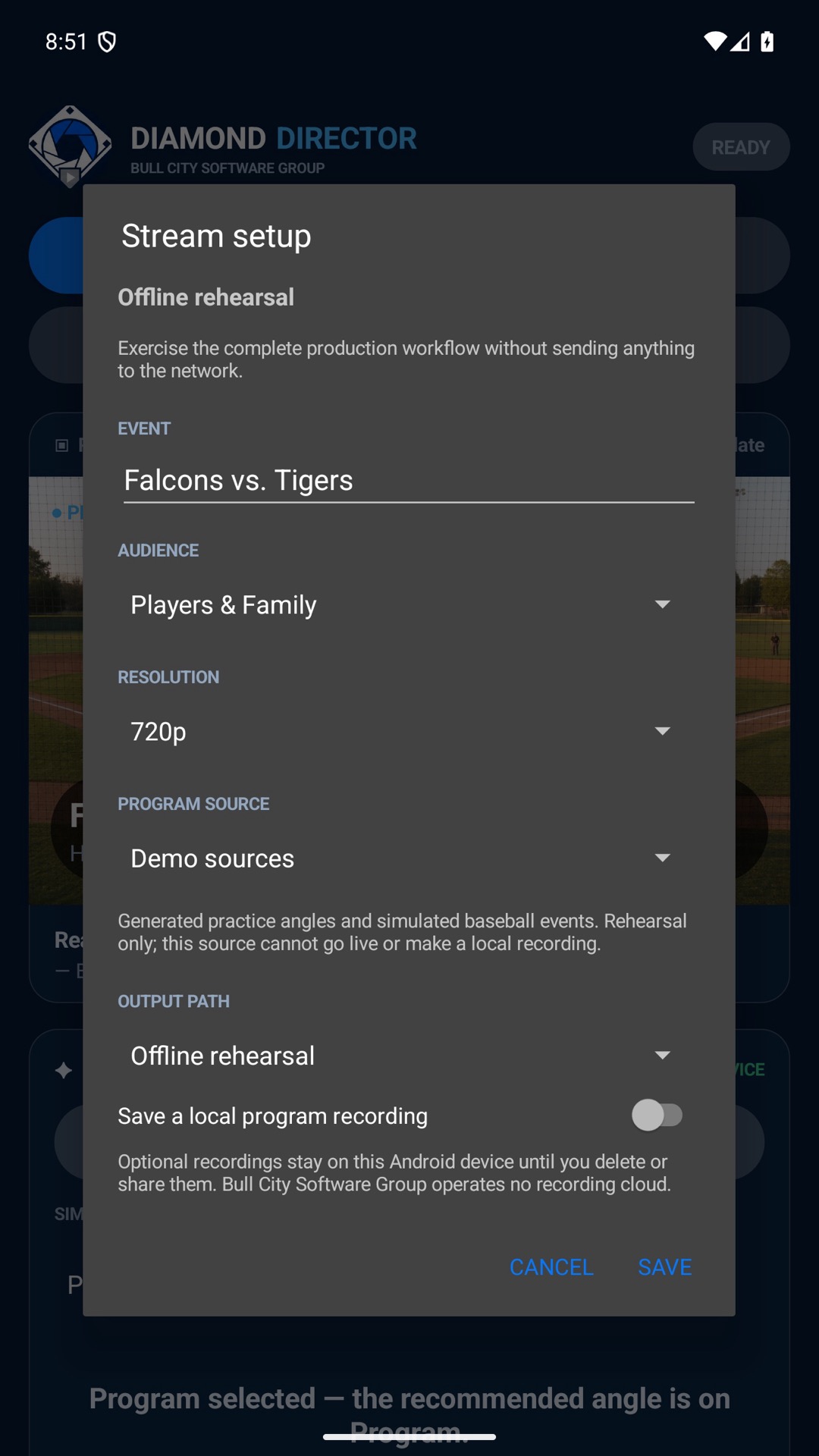 Diamond Director Phone stream setup